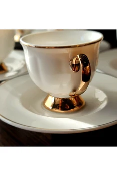 Porcelan Čaj, Kava Skodelica Krožnik Niz 12 Peices Sodobno Zlati Ročaj Visoko Kakovostnega Porcelana Vrč Nastavi Turški Doma Pribor