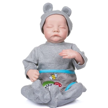 72XC 19in Realistična Lutka Zaprtimi Očmi Spanja Fant Mehko Vinil Silikonski Srčkan Baby Novorojenčka Igrača Darilo za Otroke, Otroci