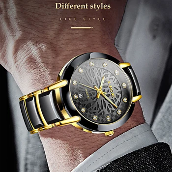 LIGE nekaj moški ženske ure moda keramične ure dame top blagovne znamke nepremočljiva watch analogna quartz ura amante de relojes