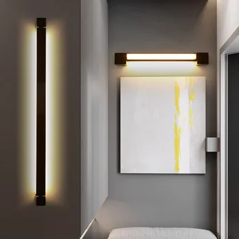 Ob postelji stenske svetilke Nordijska spalnica led dolg trak stensko slikarstvo svetilka ultra-tanek sodobne preprosta, stopnišče, dnevna soba ozadju