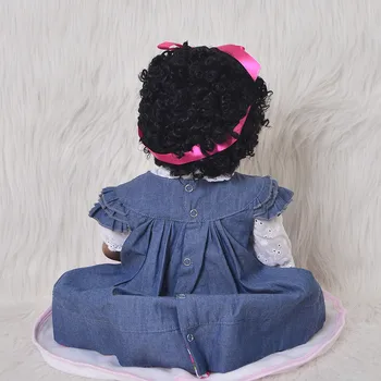 NPK 57 cm Polni silikona lutka simulacije Afriške newborn baby dekle s črno kožo bebe prerojeni bonecas baby lutke igrače darilo