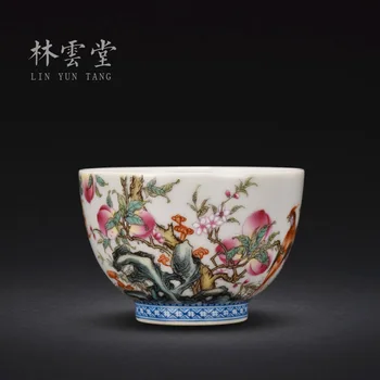 Lin Yuntang ročno poslikano breskev ganoderma lucidum in master cup čajne skodelice jingdezhen keramični LYT9098 ročno