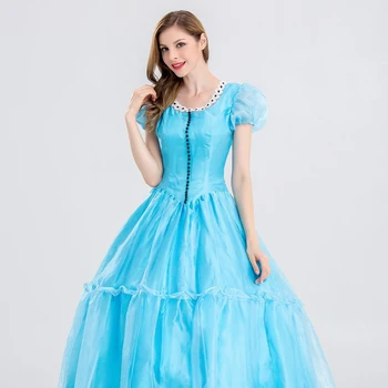 Halloween Princesa Kostume Ženska Odraslih Alice v Čudežni deželi Kostum Obleko Pustno Modno Modra Obleka Cosplay Kostum za Dekle