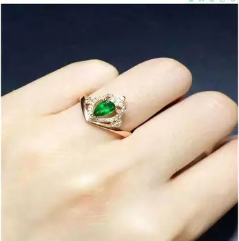 Smaragdni prstan Brezplačna dostava Naravne resnično emerald 925 sterling silver 4*6 mm Fine nakit
