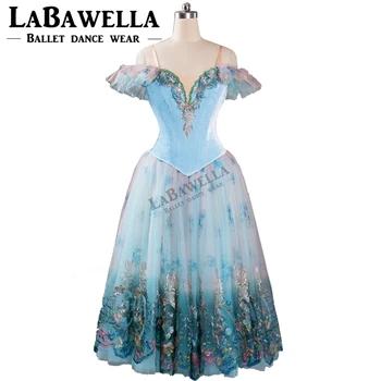 Dekleta Uspešnosti Clssical Fazi Kostum Blue Velvet Lirično Strokovno Odraslih Balet Obleko Dolga Krila Ženske BT9116