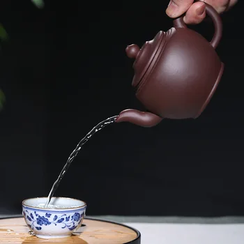 Glina čajnik, surove rude, vijolična gline cvet, bogata carving, Kungfu čajnik, nadomestek upreti vijolično gline pot