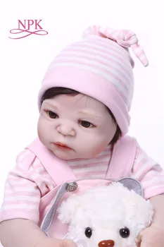 NPK 57 cm polni Silikona Prerojeni Boneca Realista Modne Lutke Otroka Za dekle Otrok Darilo za Rojstni dan Bebes Prerojeni boneca Lutka