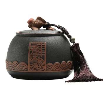 Retro Groba Keramika Čaj Pakiranje Škatla Predstavlja Obilje Čaj Caddy Keramični Zaprti Posoda hranilnika Pu ' er Čaj Lahko