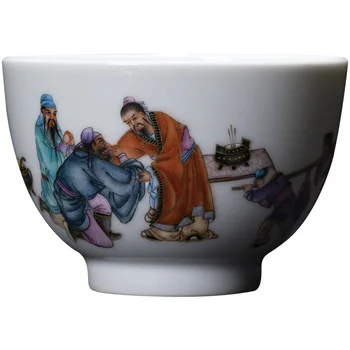 Kung Fu tea cup ročno poslikane pastelnih slika treh vozel pravičnosti master skodelico čaja pokal ročno izdelane Jingdezhen čaj, set