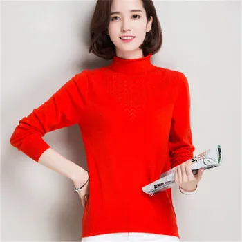 Nov prihod volne trdna, pletene, za ženske modni turtleneck tanek pulover pulover črne 4color M-XL