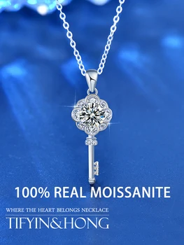 Resnična moissanite ključ obesek ogrlica za ženske visoke kakovosti 925 sterling silver stranka lepe poročne nakit