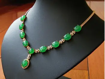 Fine nakit Ogrlica Zlato, Vdelan Jade naravnih jade verige element Sodijo Zelena smaragdno zelena vroče zlato verigo brezplačna dostava