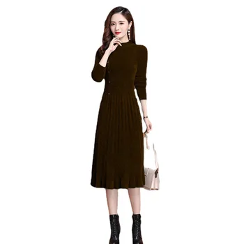 2022 WomenWomen z spomladanskem in jesenskem obdobju nove pletenje obleko, plašč posnemali mink RongChang podloga za kolena-dolžina volne d