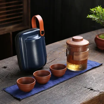 Potovanja Kung Fu Vijolično Pesek Čaj Nastavite Retro Kitajski Oblikovalec Gospodinjski Zunanji Prenosni Preprost Čaj Slovesnosti Čajne Skodelice Prilagajanje