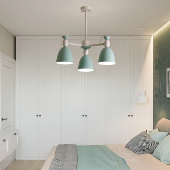 Moderni kovinski lestenec, E27 led sivo in zeleno barvo univerzalno glavo lestenci za kuhinje, dnevna soba, spalnica študija MJ1111