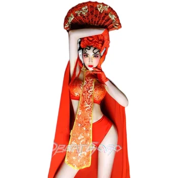 Klub po Meri Novega Leta Dan Kitajski slog bikini bo ustrezala gogo kostum ženskih dj nočni klub bar ds obleko