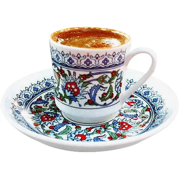Turčija uvoženih prvotno nacionalni cvet tulipanov, lepe natisnjeni skodelico kave, popoldanski čaj, Evropski stil razkošje.