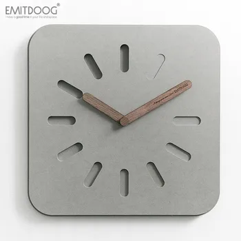 EMITDOOG 12 cm Evropski Stil Sivo Okolju prijazna Lesena Watch Sodobno Oblikovanje Domu Dekorativni Kvadratnih Konkretne Stenska Ura