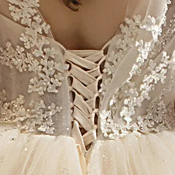 LAMYA Visoke Kakovosti Čipke Appliques Z Številk Poročne Obleke Princess Elegantno Žogo Obleke Poročne Oblek V Vratu Vestidos de Novia