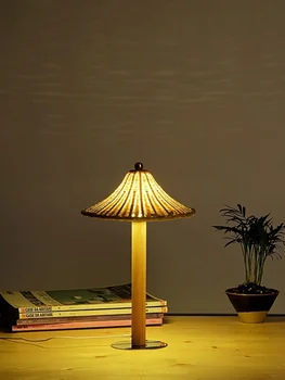 Kitajski Slog Sodobnega Preprost Bambusa Led Namizna Svetilka Ustvarjalnost Stikalo Za Vklop Gumb Za Večnamensko Prenosni Namizne Svetilke Lampe Maison