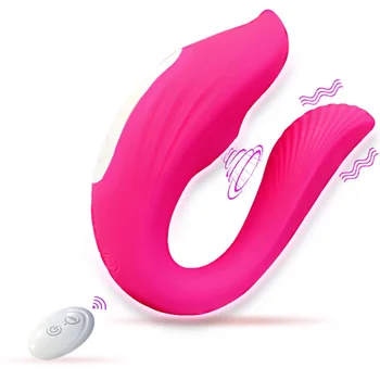Brezžični Nadzor Klitorisa Sesanju & G-spot Vibrator 2 V 1 Ustni Bedak Klitoris Stimulator Nosljivi Adult Sex Igrača Za Ženske