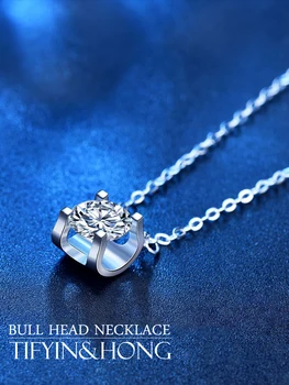 S925 srebro moissanite bika glavo ogrlico, sladko in romantični slog, darilo za rojstni dan, izključno za pare