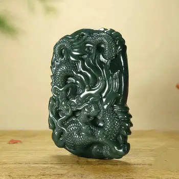Xinjiang Hetian Qingyu Jade Kamen Ročno Izdelan Obesek Pikolovski Vklesan Zmaj Ogrlica Dodatki Darilo Visoke Kakovosti Nakit