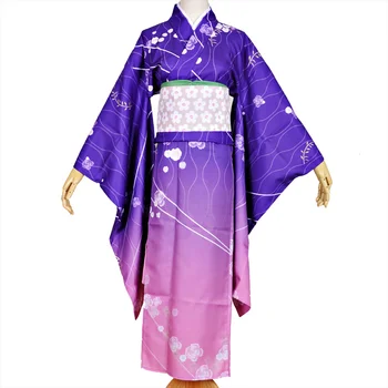 Igra Kantai Zbirka Cosplay Kostum Oyodo Kimono Halloween Party Japonski Priložnostne Sladko Srčkan Print Vijolično Kimono Kostum