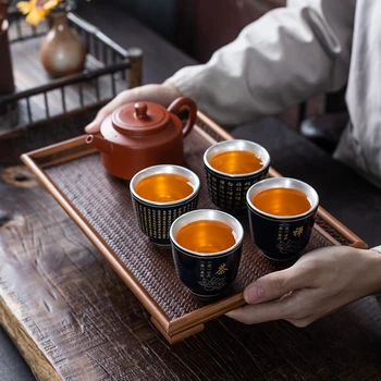 Mini Letnik Skodelice Čaja je Kitajska Kovin, keramike in Porcelana, Čaj Skledo, Ročno izdelan Keramični Kitajski Slog Kubek Ne Herbaty Majhne Teacup Steklom QEA6CB