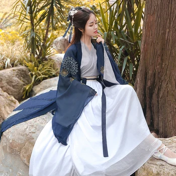 Kitajski Folk Dance Vila Stari Kostum Hanfu Obleko za Ženske Tang Dinastije Elegantno Hanfu Kitajski Slog Vezenje Oblačil