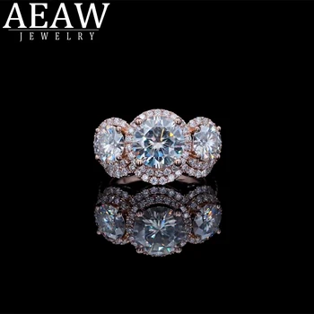 AEAW Trdna 14k Zlato je Povečal Belo Zlato 2.0 ct 8 mm Krog Cut Posla Poroko Moissanite Diamantni Prstan Za Ženske