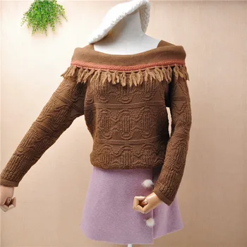 ženske ženske modni volna, kvačkanje, pletene dolge rokave poševnica vratu slim tassel ovratnik puloverju zimsko perilo skakalec pull