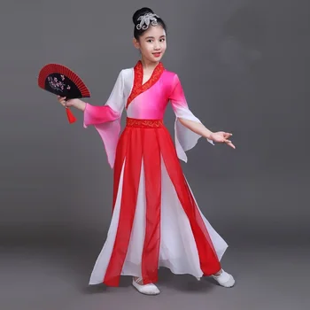 Kitajski folk dance kostumi, oblačila hanfu, dekleta, otroci fazi nosijo nacionalni starodavnih tradicionalnih Kitajskih plesne kostume DD1944