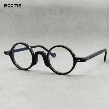 Eoome Letnik Majhne Okrogle Okvir Ročno izdelani v Italiji Acetat Retro majhen obraz obliko Očal, Da precription Objektiv
