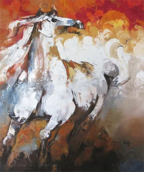 Lep Umetnik Ročno poslikano Pakistan Živali Konj Umetnosti Oljna slika na Platnu v Paleti Nož Tehnika Stenske Umetnine Konjskega Sliko