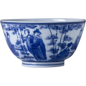 čisto ročno poslikano imitacije Ming, modre in bele bambusov gozd Sedmih Modrecev master cup celoti ročno izdelana Jingdezhen čaj, set