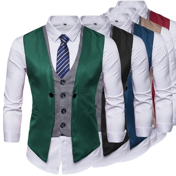 2020 Waistcoat Obleko Majice Za Moške Priložnostne Slim Fit Moški Jeseni Formalno Podjetja Jakna