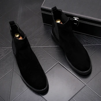 Nova moda za moške chelsea škornji na prostem pravega usnja kavboj čevlji gleženj boot zapatos de hombre chaussure homme hlače botas
