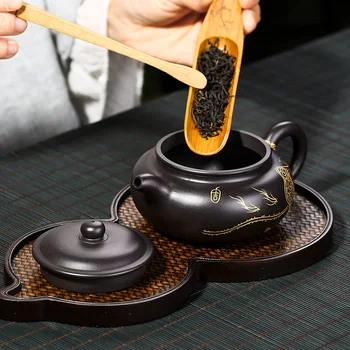 Rude blato črno handpainted yixing čajnik visoke kakovosti kung fu grelnik vode ročno grelnik vode z gift box bo ustrezala tieguanyin črni čaj puer