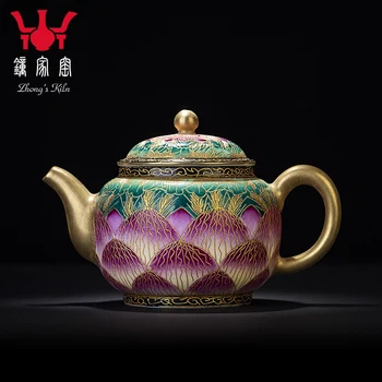 Ura doma peči emajl čajnik čaja kungfu čaj lonec emajl žice podolgovat barve lotus prahu emajl barva en lonec čajnik