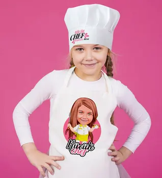 Osebno Majhne Kuhar Karikatura Dekle Otrok Kuhinjski predpasnik In Chef 'S Hat Seti-11