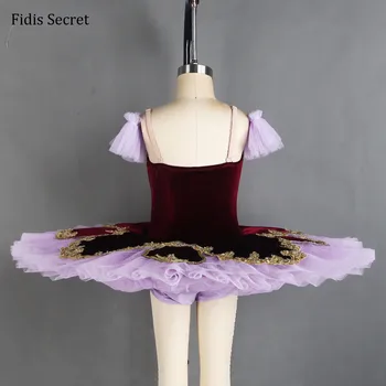 Temno Vijolična Strokovno Palačinka Balet Tutu Obleko,Dekleta Balerina Sugar Plum Fairy Doll Klasične Uspešnosti Fazi Kostumi