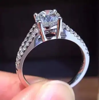 Prasketanje moissanite gemstone obroč za ženske, nakit zaročni prstan za poroko pravi 925 srebro obroč darilo za rojstni dan sijoče dragulj
