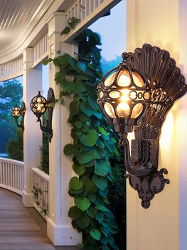 Zunanja stenska svetilka Evropski stil nepremočljiva villa krajine dvorišče, vrata, balkon, hodnik, pav barva črna