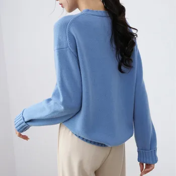 2020 pozimi nov pulover ženske, barva krog vratu pletene vrh priložnostne volno jopica prevelik pulover toplo, udobno vroče prodaje