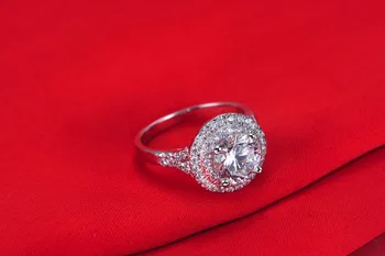 Kakovost blagovne znamke Obroč Moissanite Test Pravi Diamant Ogljikovih Zaročni Prstan Halo Nakit za Ženske 3CT Poročni Prstan Sterling Silver