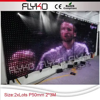 Flykostage P50MM 2X3M Fazi učinek luči led video zaslon led zavese video stene