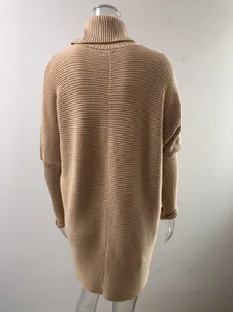 Moda ohlapen pulover za ženske Jeseni, pozimi dolg rokav turtleneck pulover pleten pulover Plus velikost prevelik pulover