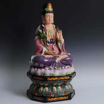26 inch visoko octagonal znanja, ki je sedel na lotus mahasthamaprapta barve Avalokiteshvara Guanyin Buda Budistični dobave Dehua c