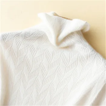 čisti kašmir trdna, pletene, za ženske kratek turtleneck slim kratek pulover pulover, bele 8color S-2XL